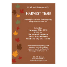 5x7 Fall Leaves Harvest Thanksgiving Invitation