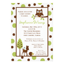 5x7 Forrest Woodland Animal Baby Shower Invitation