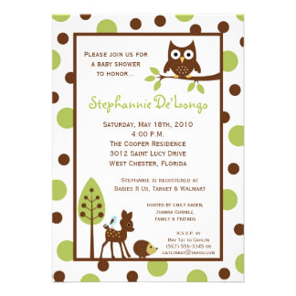 5x7 Forrest Woodland Animal Baby Shower Invitation Custom Invites