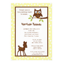 5x7 Forrest Woodland Animal Birthday Invitation