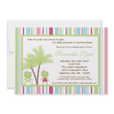 5x7 Frog Prince Princess Birthday Party Invitation by thepapergenius