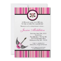 5x7 Girl Girly Punk Rocker Baby Shower Invitation