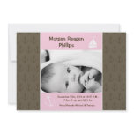 5x7 Girl Nautical Sailing PHOTO Birth Announcement