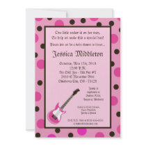 5x7 Girl Pink Rocker Guitar Baby Shower Invitation