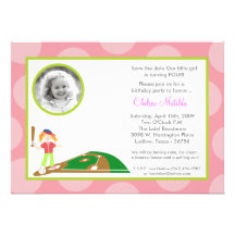 5x7 Girl Pink Soft Ball Birthday Shower Invitation