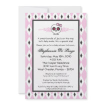 5x7 Girl PunkRock Skull EMO Baby Shower Invitation
