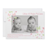 5x7 Girl Twins Butterfly Photo Birth Announcement