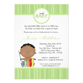 5x7 Green African Baby Boy Baby Shower Invitation