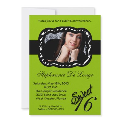 5x7 Green Band PHOTO Sweet 16 Birthday Invite by AnnLeeDesigns