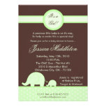 5x7 Green Neut Mod Elephant Baby Shower Invitation