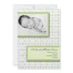 5x7 GreenBlue Fleur De Li Photo Birth Announcement