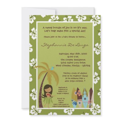 5x7 Hawaiian Luau Tropical Baby Shower Invitation by AnnLeeDesigns