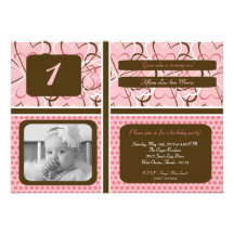 5x7 Heart PolkaDot Photo Birthday Party Invitation