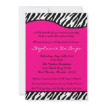 5x7 Hot Pink Zebra Print Baby Shower Invitation