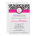 5x7 Hot Pink Zebra Print Baby Shower Invitation