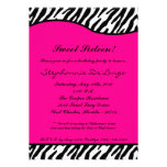 5x7 Hot Pink Zebra Sweet16 Birthday Party Invite