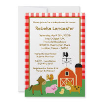 5x7 Invite - Farm Animals Baby Shower Invitation