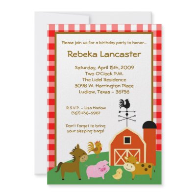 5x7 Invite - Farm Animals Birthday Invitation by thepapergenius