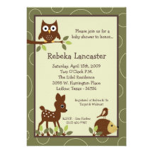 5x7 Invite - Forrest Animal Baby Shower Invitation