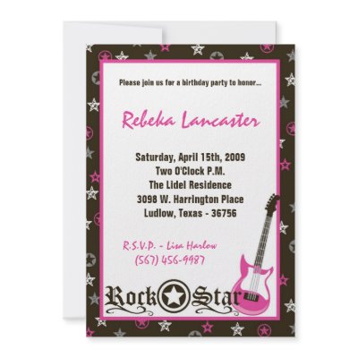5x7 Invite - Girl Rock Star Birthday Invitation by thepapergenius