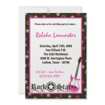 5x7 Invite - Girl Rock Star Birthday Invitation