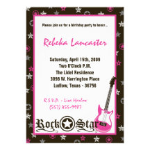 5x7 Invite - Girl Rock Star Birthday Invitation