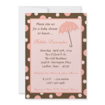 5x7 Invite - Pink Umbrella Baby Shower Invitation