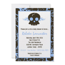 5x7 Invite - Punk Skull Roc Baby Shower Invitation