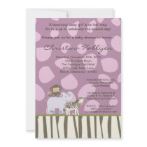 5x7 Jacana Girly Jungle Zoo Baby Shower Invitation