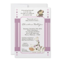 5x7 Jacana Girly Jungle Zoo Baby Shower Invitation