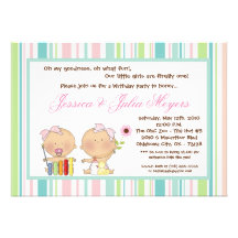 5x7 JUMELLE l'invitation Girly de fête d'anniversa