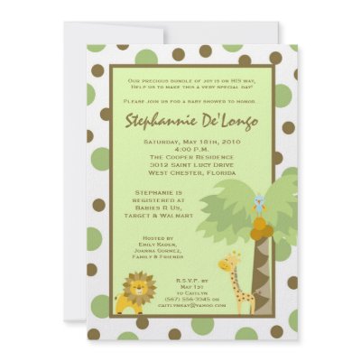 5x7 Jungle Safari Animal Baby Shower Invitation by AnnLeeDesigns