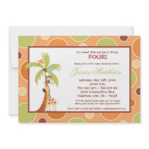 5x7 Jungle Safari Giraff Birthday Party Invitation
