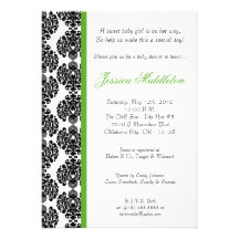 5x7 Lime Green Damask Lace Baby Shower Invitation