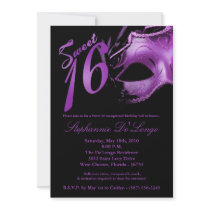 5x7 Masquerade Mask Sweet 16 Birthday Invitation