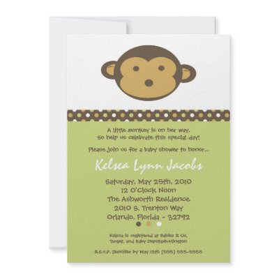 5x7 Neutr Modern Mod Monkey Baby Shower Invitation by AnnLeeDesigns