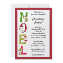 5x7 NOEL Santa Snowman Christmas Party Invitation