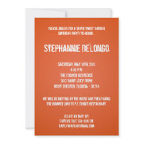 5x7 Orange DJ Turntable 16 Birthday Invitation