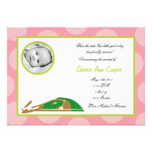5x7 PHOTO Sports Soft Ball Birth Announcement