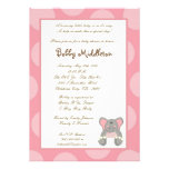 5x7 Pink Girls Elephant  Baby Shower Invitation