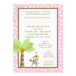 5x7 Pink Jungle Safari Zoo Baby Shower Invitation
