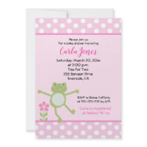 5x7 Pink Leap Frog Girl Baby Shower Invitation