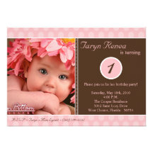 5x7 Pink Polka dot Photo Birthday Party Invitation
