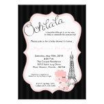 5x7 Pink Poodle in Paris Baby Shower Invitation