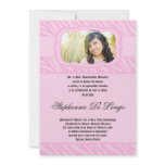 5x7 Pink Zebra Print Patter Quinceanera Invitation