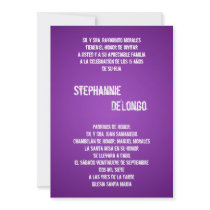 5x7 Purpl DJ Spin Turntable Quinceanera Invitation