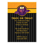 5x7 Purple Bat Halloween Party Invitations
