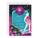 5x7 Purple Dance Party DJ 16th Birthday Invitation