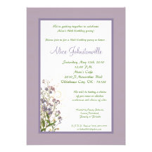 5x7 Purple Iris Flower Birthday Party Invitation