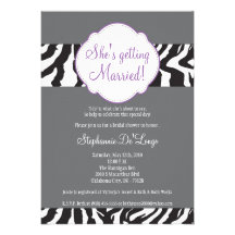 5x7 Purple Zebra Stripe Brida Shower Invitation